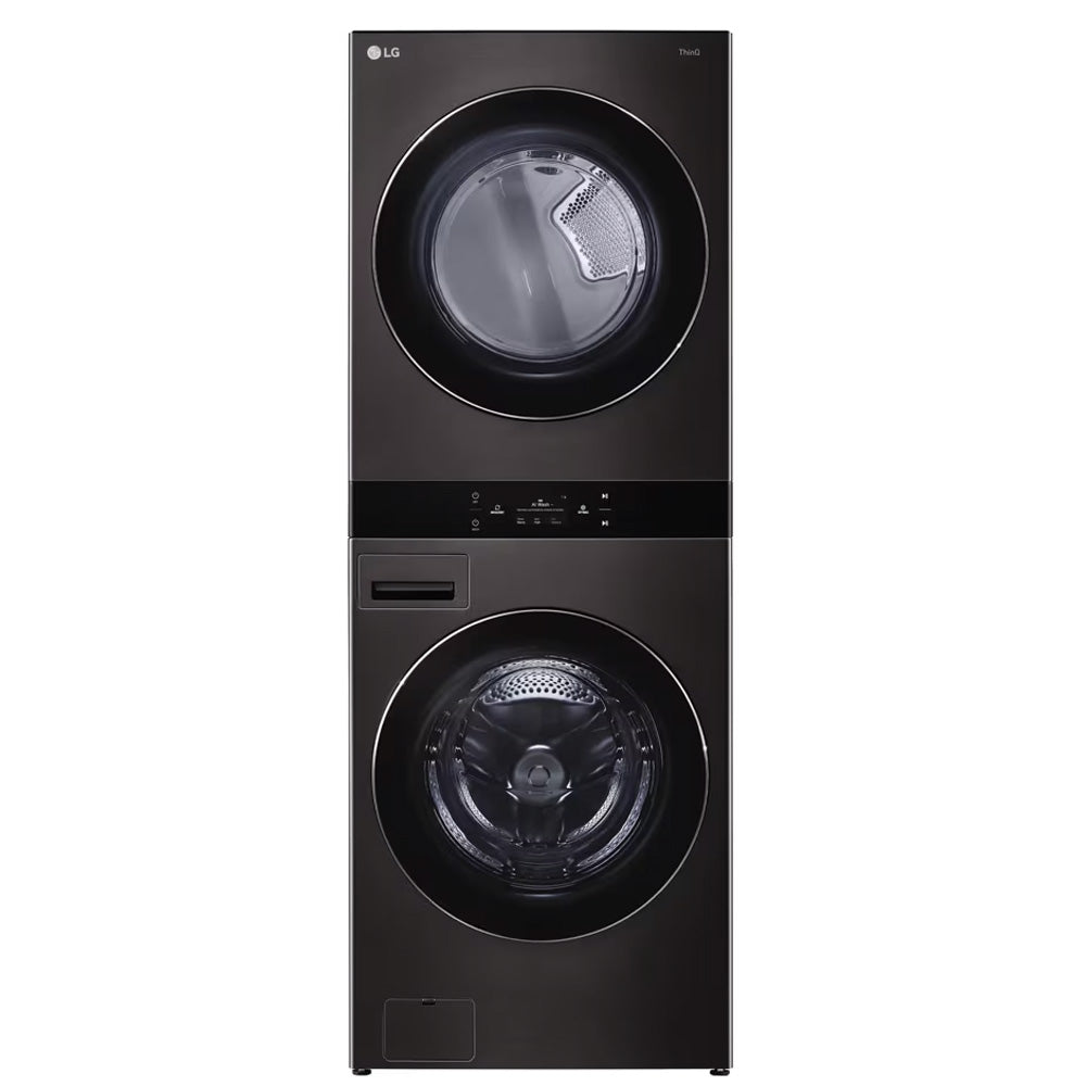 WKEX300HBA - LAUNDRY CENTERS - LG - Stacked Washer/Dryer - Electric - Black Stainless Steel - Open Box