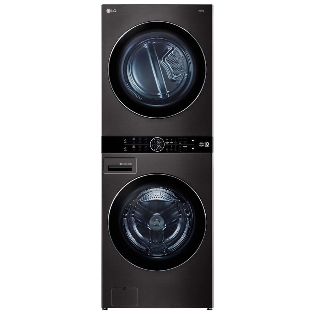 WKHC202HBA - LAUNDRY CENTERS - LG - Stacked Washer/Dryer - Electric - Black Stainless Steel - Open Box - BonPrix Électroménagers