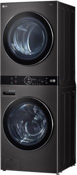 WKHC202HBA - LAUNDRY CENTERS - LG - Stacked Washer/Dryer - Electric - Black Stainless Steel - Open Box - BonPrix Électroménagers